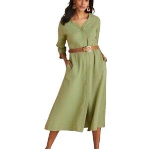 Soft Surroundings Drina Gauze Midi Fern Green Dress Size M